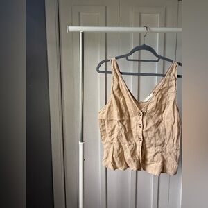 H&M Beige Sleeveless Button-Up Blouse